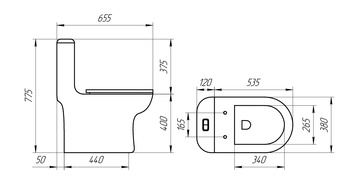 Унитаз-моноблок SM9614 безободковый, сиденье тонкое ДП, арматура (с гофрой и подводкой)