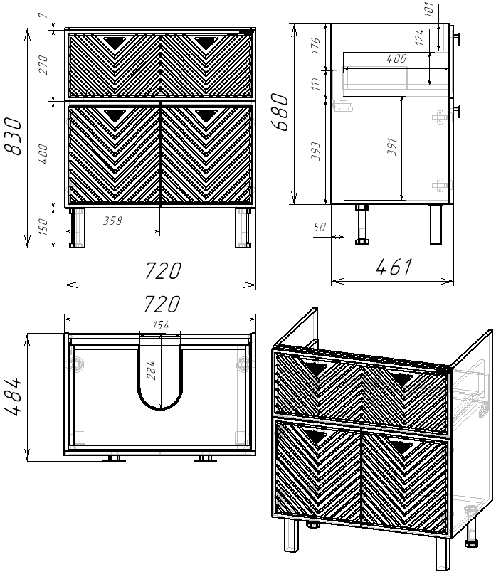 75 Тумба "Sky 75" №2 (ум. Оскар 75, Quadro 750) (индиго/кашемир)