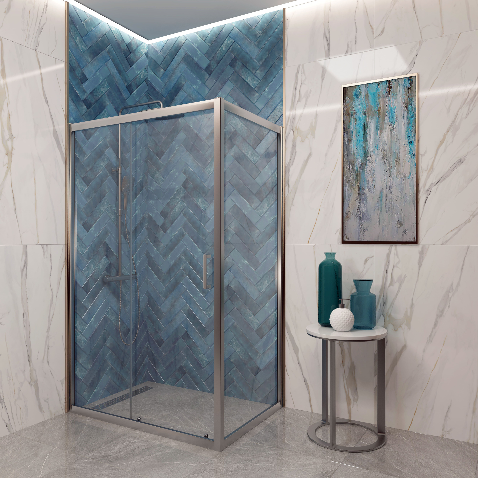 EG2C Душевое ограждение прямоугольное EvaGold 120х90, профиль хром, прозрачное стекло