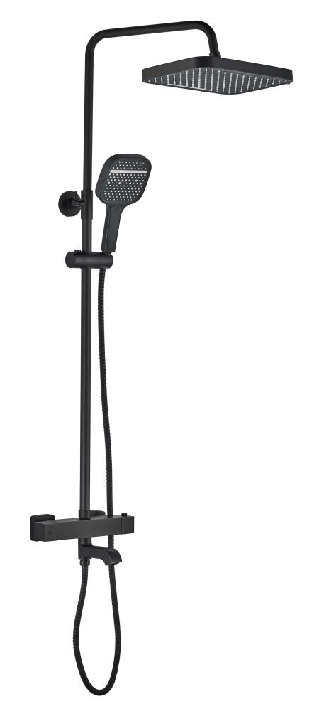 Pacific FS03B-PVD Душевая стойка (150 см) со смесителем латунь, черный с терморегуляцией EvaGold