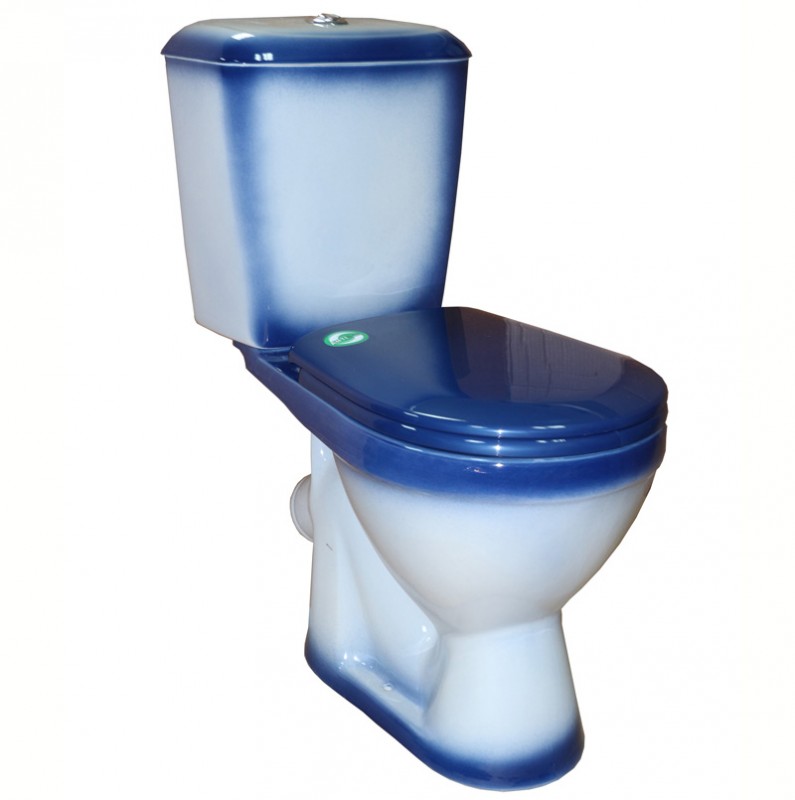 Унитаз-компакт "Лира" синий  Киров, антивсплеск, кос.выпуск, сид. полипропилен