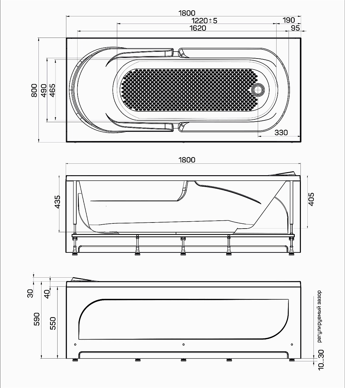 Ванна прямоугольная "Danaya" 180х80*43,5